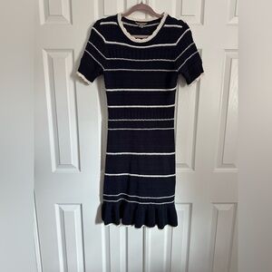 River Island Navy Blue and White Striped Knit Dress